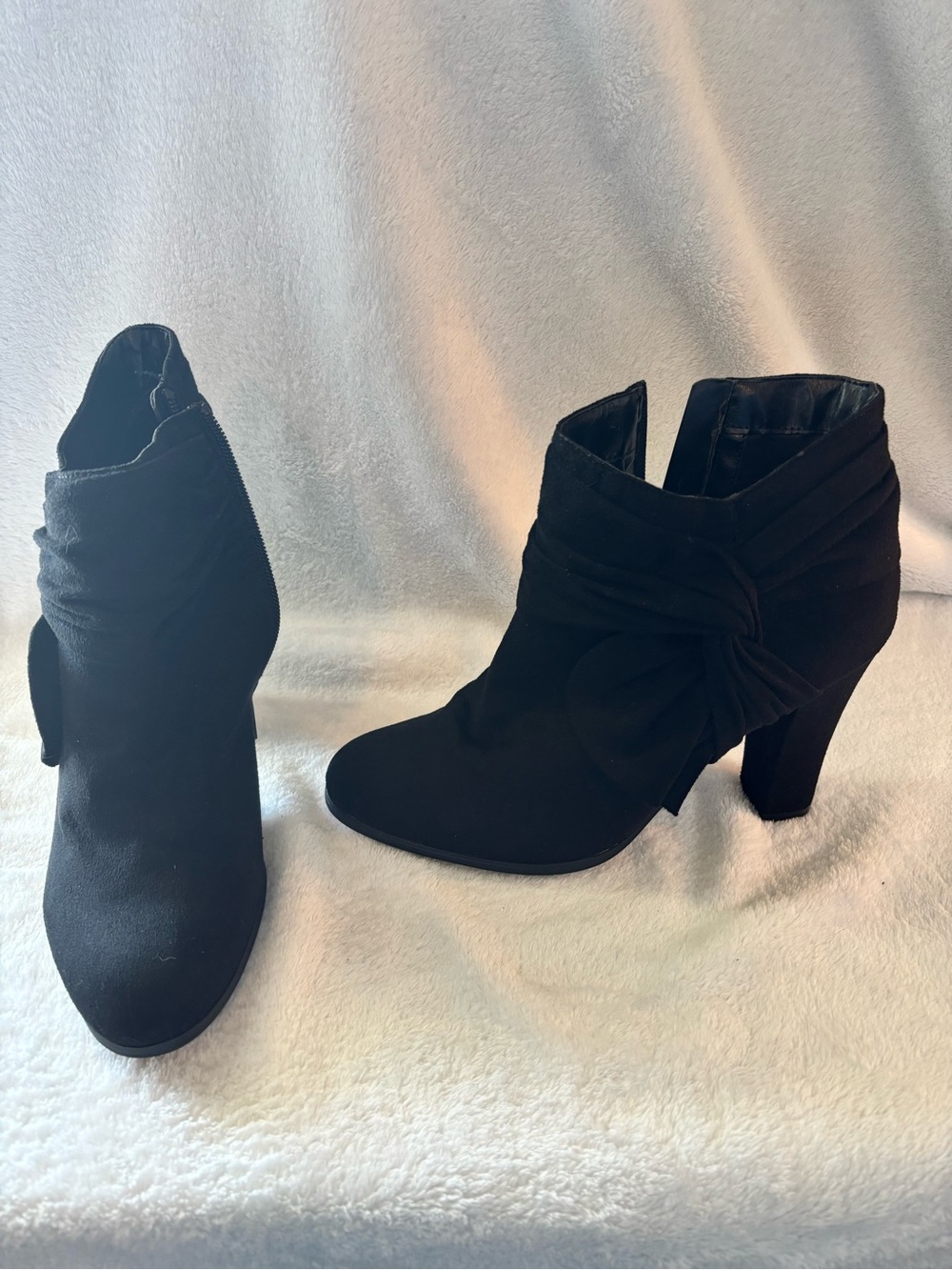 Impo Black Knot-Accent Suede Ankle Booties